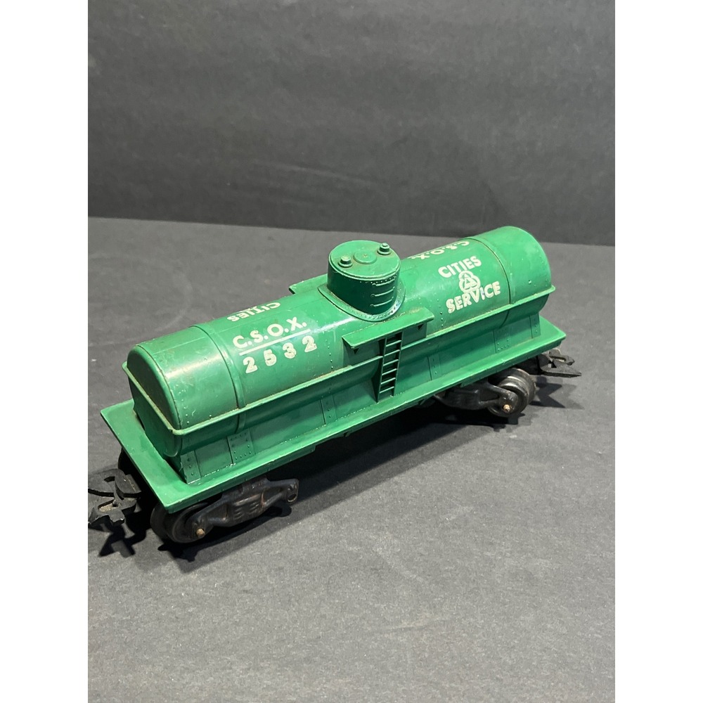 Lionel O Gauge Cities Service Tank Car Green C.S.O.X. 2532 Vintage Train Car